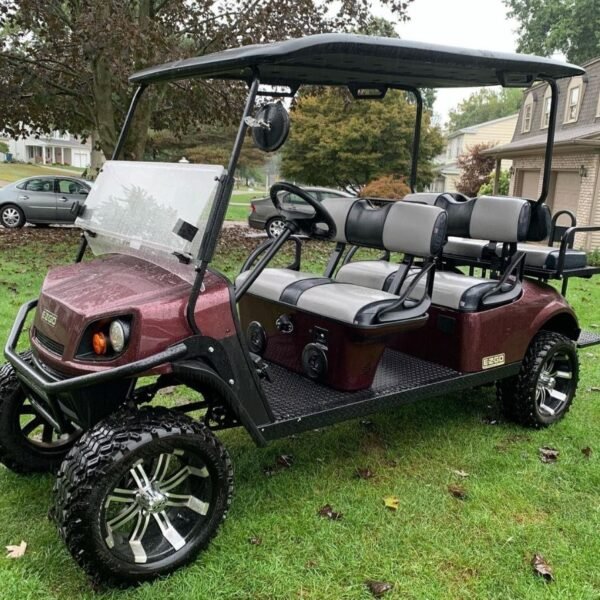 2019 EZGO L6 Custom Gas Golf Cart – 6-Passenger, Slant Roof, Bluetooth, Lifted Build