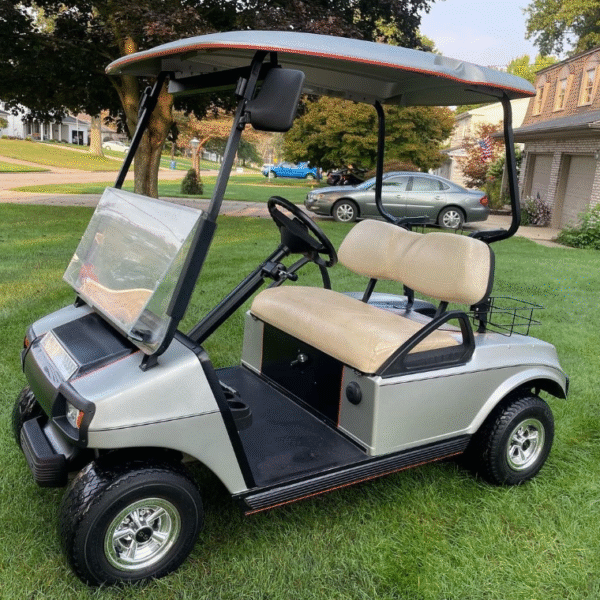 Club Car DS Gas Powered Golf Cart – Custom 2-Seater with Beverage Cooler & LED Lights